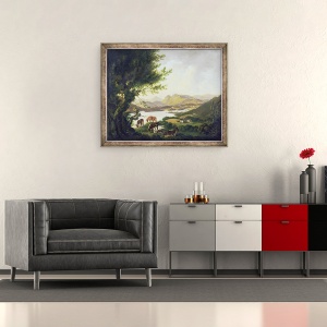 Tablou inramat - Julius Caesar Ibbetson - Lacul Windemere, 50 x 60 cm - Img 2