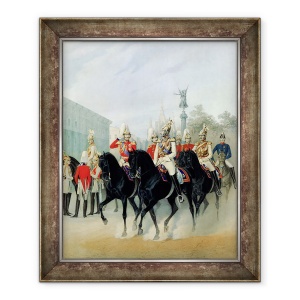 Tablou inramat - Karl Karlovich Piratsky - imparatul Nicolae I 1796-1855 si Marele Duce Alexandru 1845-94 la Sankt Petersburg, 50 x 60 cm