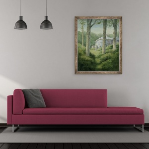 Tablou inramat - Kevin Hughes - Prectoriul Pyworthy din lemn, 70 x 85 cm - Img 2