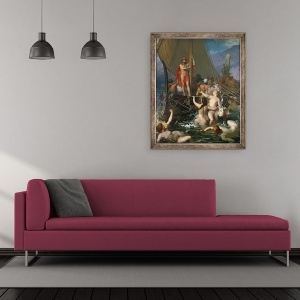 Tablou inramat - Leon-Auguste-Adolphe Belly - Ulise si Sirenele, 70 x 85 cm - Img 2
