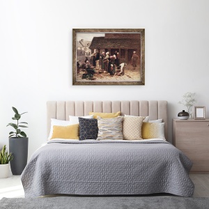 Tablou inramat - Leon Augustin Lhermitte - Piata Ploudalmezeau, Bretania, 60 x 80 cm - Img 3