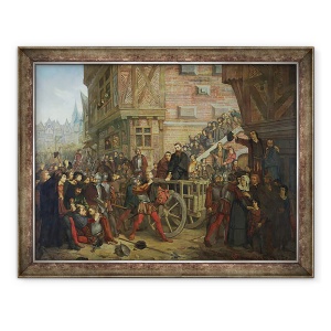 Tablou inramat - Leon Charles Adrien Bailly - Tortura lui Etienne Dolet 1509-46, 60 x 80 cm