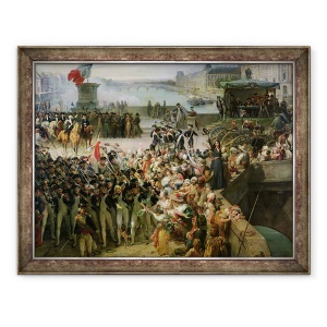 Tablou inramat - Leon Cogniet - Garde Nationale de Paris pleaca sa se inroleze in armata in septembrie 1792, 70 x 90 cm