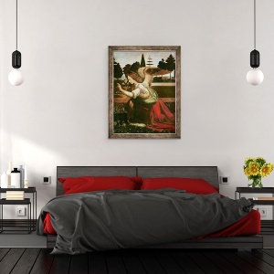 Tablou inramat - Leonardo da Vinci - Buna Vestire detaliu al ingerului, 70 x 90 cm - Img 3