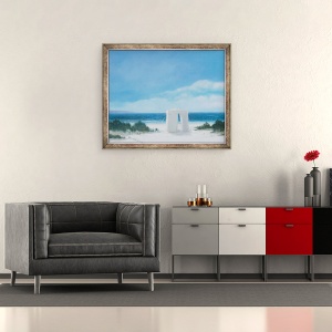 Tablou inramat - Lincoln Seligman - Cort de plaja, 50 x 60 cm - Img 2