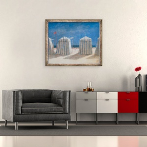 Tablou inramat - Lincoln Seligman - Corturi de plaja, Bretania, 50 x 60 cm - Img 2