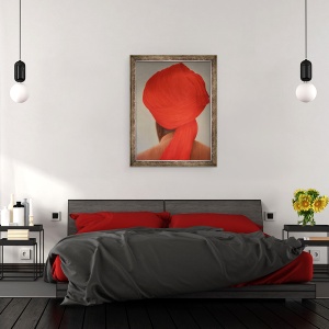 Tablou inramat - Lincoln Seligman - Turban mare si rosu I, 70 x 90 cm - Img 3