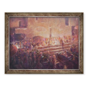 Tablou inramat - Lincoln Seligman - Varanasi pasi pe timp de noapte, 70 x 90 cm