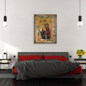 Tablou inramat - Longin - Icoana Fecioarei si Pruncului cu Arhangheli si Profeti, 60 x 80 cm - Img 3