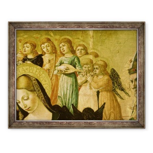 Tablou inramat - Lorenzo d'Alessandro da Severino II - Casatoria Sfintei Ecaterina din Siena, detaliu al sefului Fecioarei si ingerilor muzicali, 70 x 90 cm