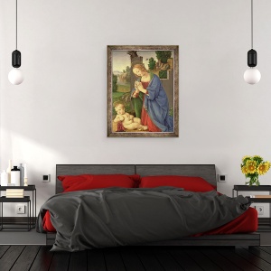 Tablou inramat - Lorenzo di Credi - Fecioara Adorarea Copilului, 60 x 80 cm - Img 3
