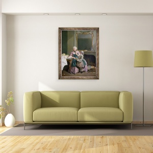 Tablou inramat - Louis Aubert - Lectia de lectura, 70 x 90 cm - Img 2