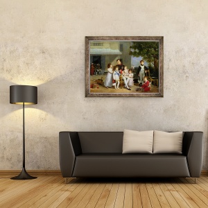 Tablou inramat - Louis Ducis - Portretul lui Napoleon Bonaparte 1769-1821 cu nepotii si nepotii sai pe terasa de la Saint-Cloud, 70 x 90 cm - Img 2
