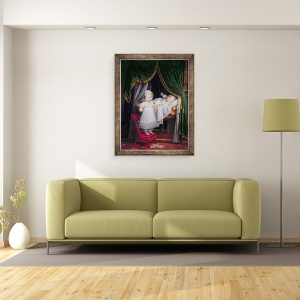 Tablou inramat - Louis Hersent - Henri-Charles-Ferdinand de Artois 1820-83 Duce de Bordeaux si sora sa Louise-Marie-Therese de Artois 1819-64 la Tuileries, 70 x 90 cm - Img 2