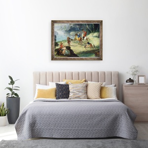 Tablou inramat - Louis Philippe Crepin - O vanatoare cu soimi, 70 x 90 cm - Img 3