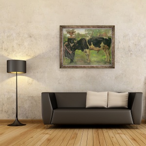Tablou inramat - Lovis Corinth - Pictorul Charlotte Berend Cu Un Taur, 70 x 90 cm - Img 2