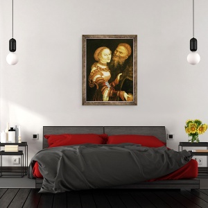 Tablou inramat - Lucas Cranach the Elder - Curtezana si batranul, 60 x 80 cm - Img 3