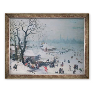 Tablou inramat - Lucas van Valckenborch - Peisaj de iarna cu ninsoare langa Anvers, 70 x 90 cm