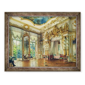 Tablou inramat - Luigi Premazzi - Dormitorul tarului Alexandru I in Palatul Alexandru, tarskoye Selo, 70 x 90 cm