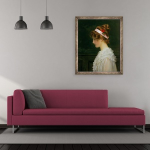 Tablou inramat - Marcus Stone - Profilul unei tinere fete, 50 x 60 cm - Img 2