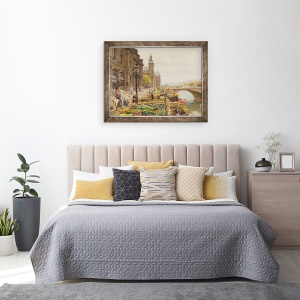 Tablou inramat - Marie Francois Firmin-Girard - Piata Florilor Pariziene, 60 x 80 cm - Img 3