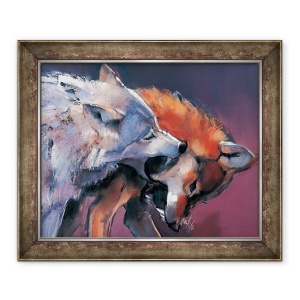 Tablou inramat - Mark Adlington - Doi lupi ulei pe panza, 70 x 85 cm