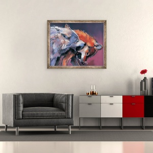 Tablou inramat - Mark Adlington - Doi lupi ulei pe panza, 70 x 85 cm - Img 2