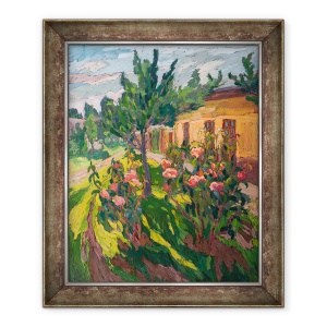 Tablou inramat - Marta Martonfi-Benke - Trandafiri in curtea mea, 50 x 60 cm