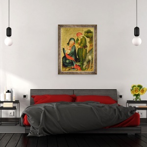Tablou inramat - Master Bertram of Minden - Odihneste-te pe zborul spre Egipt, detaliu de la Altarul Grabow, 60 x 80 cm - Img 3