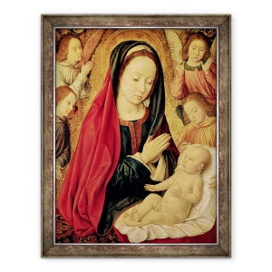 Tablou inramat - Master of Moulins - Fecioara si Pruncul adorat de ingeri, 70 x 90 cm