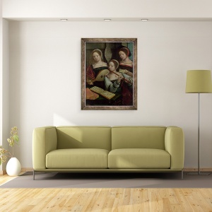 Tablou inramat - Master of the Female Half Lengths - Trei muzicieni, 70 x 90 cm - Img 2