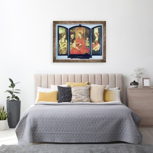 Tablou inramat - Master of the Holy Blood - Sfanta familie cu Sfanta Ecaterina si Sfanta Barbara, 60 x 80 cm - Img 3