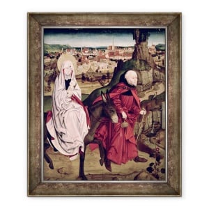 Tablou inramat - Master of the Schotten Altar - Altarul Schotten reprezentand Zborul in Egipt, 70 x 85 cm