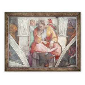 Tablou inramat - Michelangelo Buonarroti - Plafonul Capelei Sixtine, The Prophet Jeremiah, 70 x 90 cm