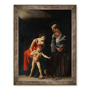 Tablou inramat - Michelangelo Merisi da Caravaggio - Madonna si Copilul cu un sarpe, 70 x 90 cm
