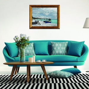 Tablou decorativ living Monet The Beach at Sainte-Adresse 30x40 cm înrămat