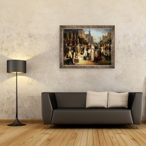 Tablou inramat - Nicolas Louis Francois Gosse - Napoleon Bonaparte si reginei Louisa a Prusiei, detaliu I, 70 x 90 cm - Img 2