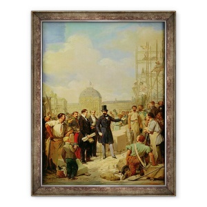 Tablou inramat - Nicolas Louis Francois Gosse - Studiu pentru Napoleon al III-lea 1808-73 Vizitarea lucrarilor de la Luvru, 60 x 80 cm
