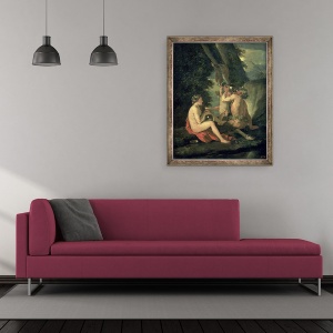 Tablou inramat - Nicolas Poussin - Satyr si nimfa, 50 x 60 cm - Img 2