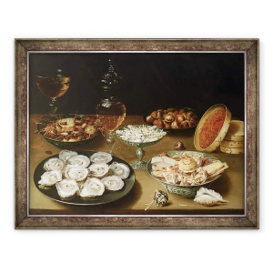 Tablou inramat - Osias Beert the Elder - Natura moarta cu stridii, 70 x 90 cm