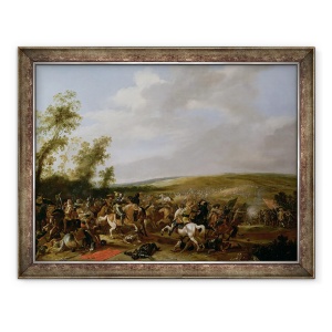 Tablou inramat - Palamedes Palamedesz - Scene de lupta la Lutzen intre regele Gustavus Adolfus al Suediei impotriva trupelor de Wallenstein, 70 x 90 cm
