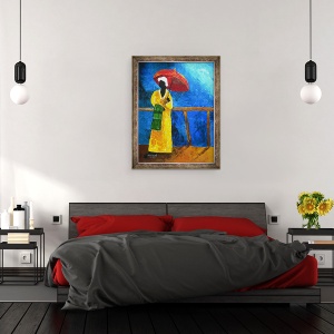 Tablou inramat - Patricia Brintle - carouri verde pe faleza, 2008, 70 x 90 cm - Img 3