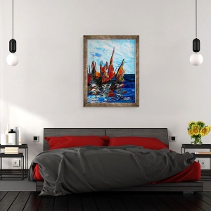 Tablou inramat - Patricia Brintle - Voiliers au port a bainet, 60 x 80 cm - Img 3