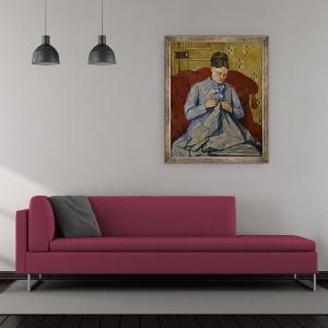 Tablou inramat - Paul Cezanne - Doamna Cezanne de cusut, 50 x 60 cm - Img 2