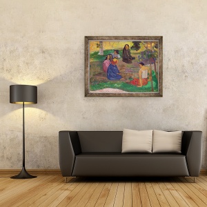 Tablou inramat - Paul Gauguin - Les Parau Parau barfe, sau Conversatie, 70 x 90 cm - Img 2
