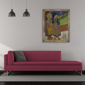 Tablou inramat - Paul Gauguin - Little Breton Girls de mare, 50 x 60 cm - Img 2