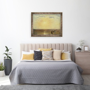 Tablou inramat - Paul Huet - Plaja de la Trouville cu apusul soarelui, 60 x 80 cm - Img 3