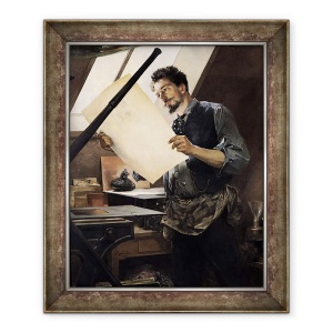 Tablou inramat - Paul Mathey - Felicien Rops 1833-98 in studioul sau, 50 x 60 cm