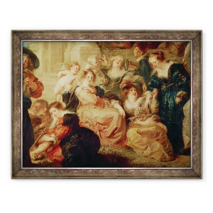 Tablou inramat - Peter Paul Rubens - Gradina Iubirii detaliu al grupului cu sotia lui Rubens, Hélène Fourment, 70 x 90 cm