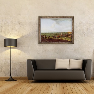 Tablou inramat - Peter Tillemans - Cursul rotund de la Newmarket, pregatirea pentru Farfuria Regelui, 70 x 90 cm - Img 2